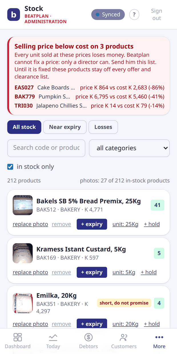 Stock, batches and expiry